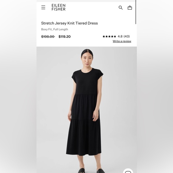 EILEEN FISHER Stretch Jersey Knit Tiered Dress Elegant Pink Madi  Dress Sz L - Picture 4 of 4